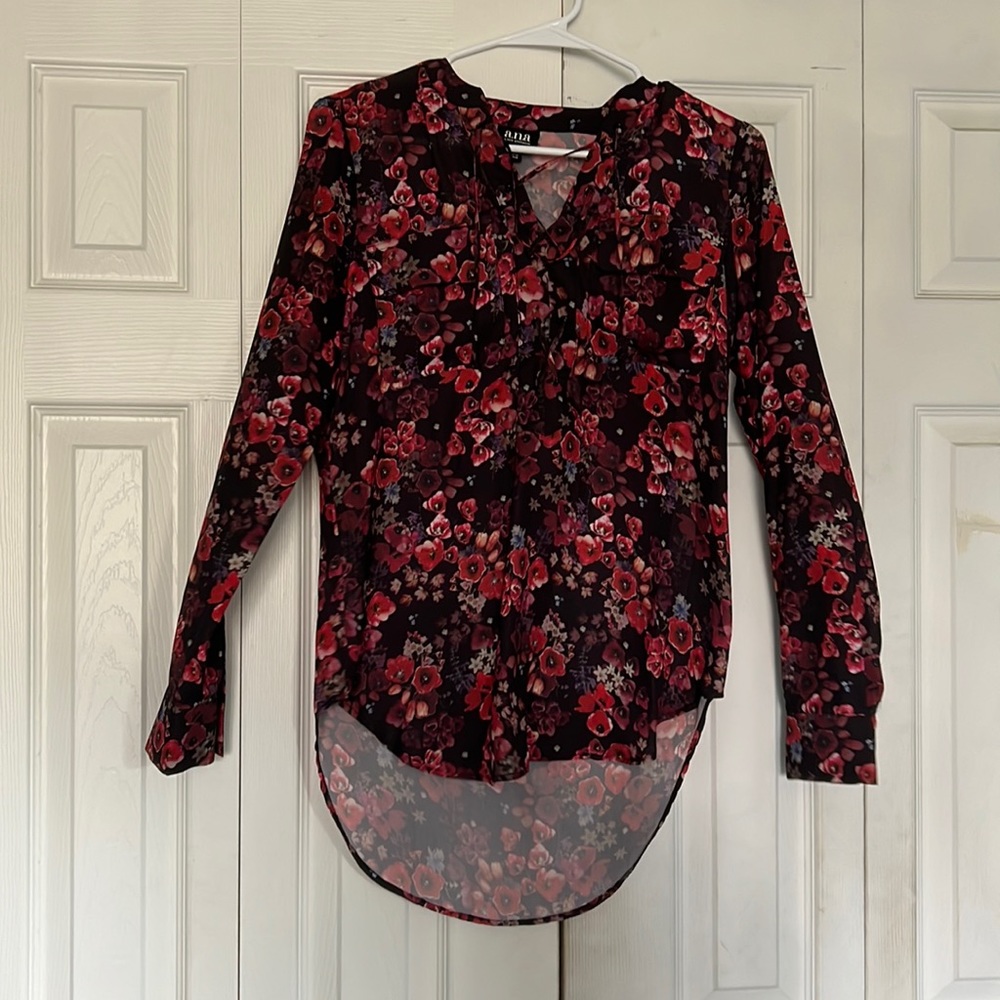 RED FLORAL BLOUSE